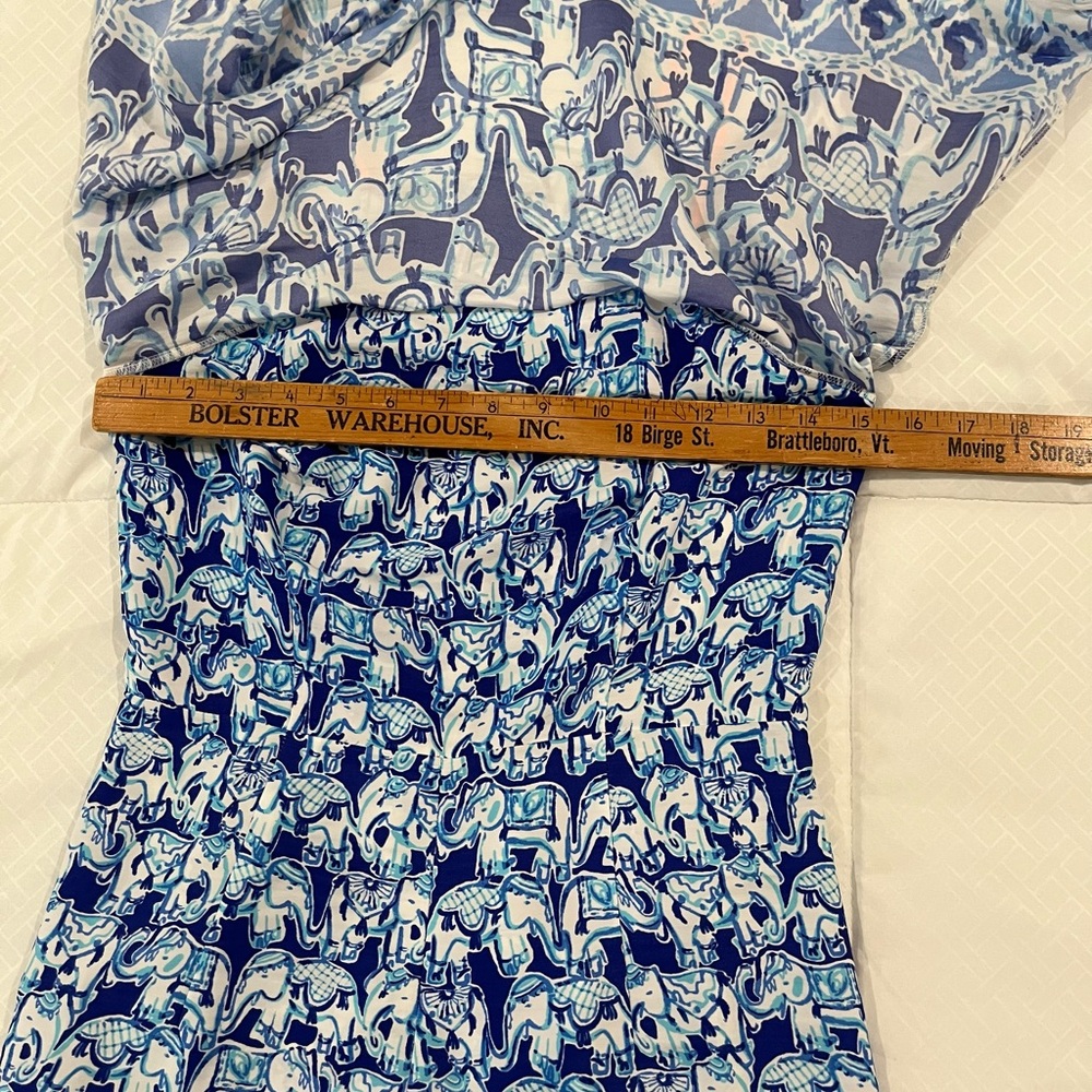Lilly Pulitzer Romper Elephant Blue White Spaghetti Strap Size 0 summer - Picture 9 of 13